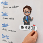 Personalised Cute Cartoon Character Board Magnet with Text Classroom Supplies Back to School Gift for Teachers