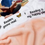 Personalized Birth Flower Cartoon Reading Girl Soft Throw Hooded Blanket with Name Birthday Gift for Librarians Book Lovers