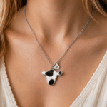 Personalized Cow Head Pendant Design Necklace with Initial Tag Dainty Jewelry Daily Wear Anniversary Birthday Gift for Western Cowgirl Cowboy