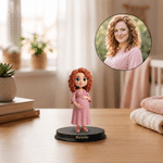Personalised Creative Photo to 3D Cartoon Pregnant Woman Statue Ornament with Text Office Desk Decoration Birthday Gift for New Mum