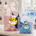 Personalized Pink Blue Bow Cute Duck Transparent Bag with Name Beach Party Travel Birthday Gift for Boys Girls