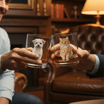 Personalized Oil Painting Style Dog Cat Photo 10 oz Whiskey Glass with Name Birthday Gift for Pet Lovers Wine Lovers