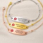 Personligt medicinskt id-armband i rostfritt stål med gravyr larmarmband för allergi sjukdom och trygghet
