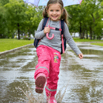 Personalized Cartoon Animal Mudproof Waterproof Kid Rain Pants with Name and Reflective Strips Outdoor Use Back to School Gift for Kids Students