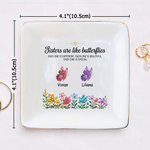 Personalised Sisters Are Like Butterflies Floral Butterfly Ceramic Trinket Jewellery Dish with Name Birthday Gift for Besties Friends