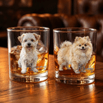 Personalized Oil Painting Style Dog Cat Photo 10 oz Whiskey Glass with Name Birthday Gift for Pet Lovers Wine Lovers