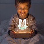Personalized Animal Clouds Star-Shaped Acrylic LED Night Light with Wooden Base and Name Home Decor Back to School Birthday Gift for Kids