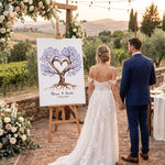 Personalised Watercolour Fingerprint Tree Canvas Prints with Name and Date Guest Book Use Ship from USA Wedding Gift for Bride Groom Newlywed