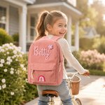 Gepersonaliseerde ribfluwelen rugzak met naam bloem en regenboog als schooltas verjaardagscadeau en cadeau voor het nieuwe schooljaar voor kinderen