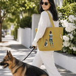 Personalized Dog Owner Back View Large Capacity Corduroy Tote Bag with Name Travel Essential Birthday Gift for Women Pet Lovers