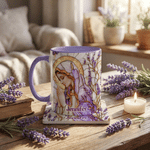 Personalised Virgin Mary Lavender 11 oz 15 oz Ceramic Mug with Name Daily Use Religious Baptism Birthday Gift for Christian Woman