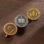 Personalized College Logo Stainless Steel Cufflinks with Name Formal Wear Graduation Gift for Graduates College Students