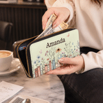 Personalised Butterfly Flower Hand Wallet with Name and Multiple Compartments Birthday Anniversary Gift for Women