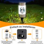 Personalisierte Aquarell-Skizze Solar Gartenleuchte mit Katzen- & Hundeporträt nach Foto | Gartenlampe | Erinnerungsgeschenk für Herrchen & Frauchen