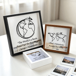 Personalized Minimalist Line Art World Travel Memory Box with Text Home Decor Anniversary Birthday Gift for Traveler Friend