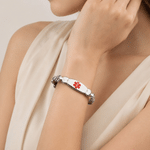 Personalised Heart Medical Alert ID Bracelet with Engraved Text Emergency Gift for Women Diabetic Allergy Epilepsy
