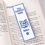Personalised You Pawsed Here Pet Portrait Embroidery Bookmark with Name Adoption Anniversary Birthday Gift for Pet Owners Book Lovers