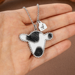 Personalized Cow Head Pendant Design Necklace with Initial Tag Dainty Jewelry Daily Wear Anniversary Birthday Gift for Western Cowgirl Cowboy