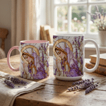 Personalised Virgin Mary Lavender 11 oz 15 oz Ceramic Mug with Name Daily Use Religious Baptism Birthday Gift for Christian Woman