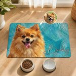 Personalised Oil Painting Style Pet Photo Food Mat with Name Home Decor Pet Supplies Birthday Gift for Cat Dog Pet Owner Lovers
