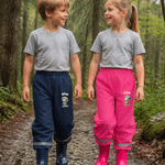 Personalized Cartoon Animal Mudproof Waterproof Kid Rain Pants with Name and Reflective Strips Outdoor Use Back to School Gift for Kids Students