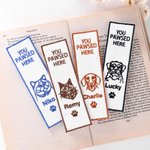 Personalised You Pawsed Here Pet Portrait Embroidery Bookmark with Name Adoption Anniversary Birthday Gift for Pet Owners Book Lovers