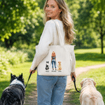 Personalized Dog Owner Back View Large Capacity Corduroy Tote Bag with Name Travel Essential Birthday Gift for Women Pet Lovers