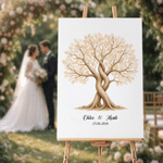 Personalised Watercolour Fingerprint Tree Canvas Prints with Name and Date Guest Book Use Ship from USA Wedding Gift for Bride Groom Newlywed