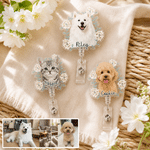 Personalised Watercolour Floral Pet Photo Badge Reel with Name Nurse Appreciation Birthday Gift for Veterinarians Pet Owners