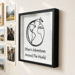 Personalized Minimalist Line Art World Travel Memory Box with Text Home Decor Anniversary Birthday Gift for Traveler Friend
