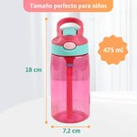 Botella de agua transparente o térmica personalizada libre de BPA con pajita asa personaje y nombre regalo de cumpleaños y vuelta al cole para niños