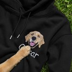 Personalised Multicolour Embroidered Pet Face Photo Hoodie with Name Daily Wear  Birthday Gift for Pet Lovers Owners Friends