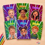 Personalised Comic-Style Photo Character A5 Spiral Journal Notebook with Name and Ballpoint Pen  Daily Use Birthday Gift for Boys Girls Kids
