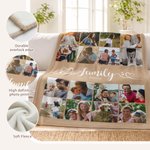 Personalised Multicolour 16 Photos Collage Soft Family Throw Blanket with Name Birthday Christmas Home Decor Gift for Family