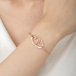Personalised Double Heart Birthstone Bracelet with Name Dainty Jewellery Anniversary Birthday Gift for Woman Mum Girlfriend Wife
