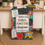 Personalised Notebook Pencil Teaching Elements Table Runner with Text Back to School Birthday Gift for Teacher