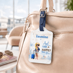 Personalised Travel Cartoon Character Airplane Luggage Tag Passport Holder Set with Name and Text Daily Use Birthday Gift for Travel Lovers Friends