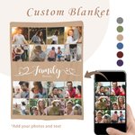 Personalised Multicolour 16 Photos Collage Soft Family Throw Blanket with Name Birthday Christmas Home Decor Gift for Family