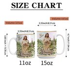 Personalized Jesus Sheep Pigeon 11 oz 15 oz Ceramic Coffee Mug with Name and Coaster Religious Baptism Memorial Birthday Gift for Christian Friend