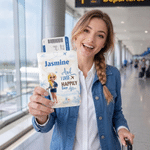 Personalised Travel Cartoon Character Airplane Luggage Tag Passport Holder Set with Name and Text Daily Use Birthday Gift for Travel Lovers Friends