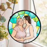 Personalised Stained Glass Photo Window Hanging Suncatcher Home Decor Anniversary Birthday Gift for Grandad Gran