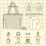 Personalized Dog Owner Back View Large Capacity Corduroy Tote Bag with Name Travel Essential Birthday Gift for Women Pet Lovers