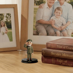 Personlig, kreativ fotostatett i 3D-tecknad stil föreställande en soldat, med text – prydnad till kontorsskrivbordet, födelsedagspresent till pensionerad soldat