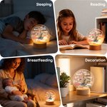 Veilleuse LED en acrylique personnalisée avec nuage de mots illustré, prénom et socle en bois – Décoration de chambre d'enfant – Cadeau d'anniversaire pour enfant