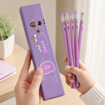 Personalized Cartoon Character Pencil Case 12 Pcs Pencils Set with Name and Initial Daily Use Back to School Birthday Gift for Kids
