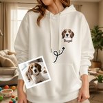 Personalised Multicolour Embroidered Pet Face Photo Hoodie with Name Daily Wear  Birthday Gift for Pet Lovers Owners Friends