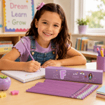 Personalized Cartoon Character Pencil Case 12 Pcs Pencils Set with Name and Initial Daily Use Back to School Birthday Gift for Kids