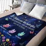 Personalized Starry Sky Butterfly Flower Soft Throw Blanket with Name Home Decor Party Birthday Gift for Sisters Friends Bestie