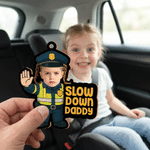 Personalized Cute Face Photo Slow Down Daddy Car Rearview Mirror Ornament Car Decor Daily Use Birthday Gift for Daddy