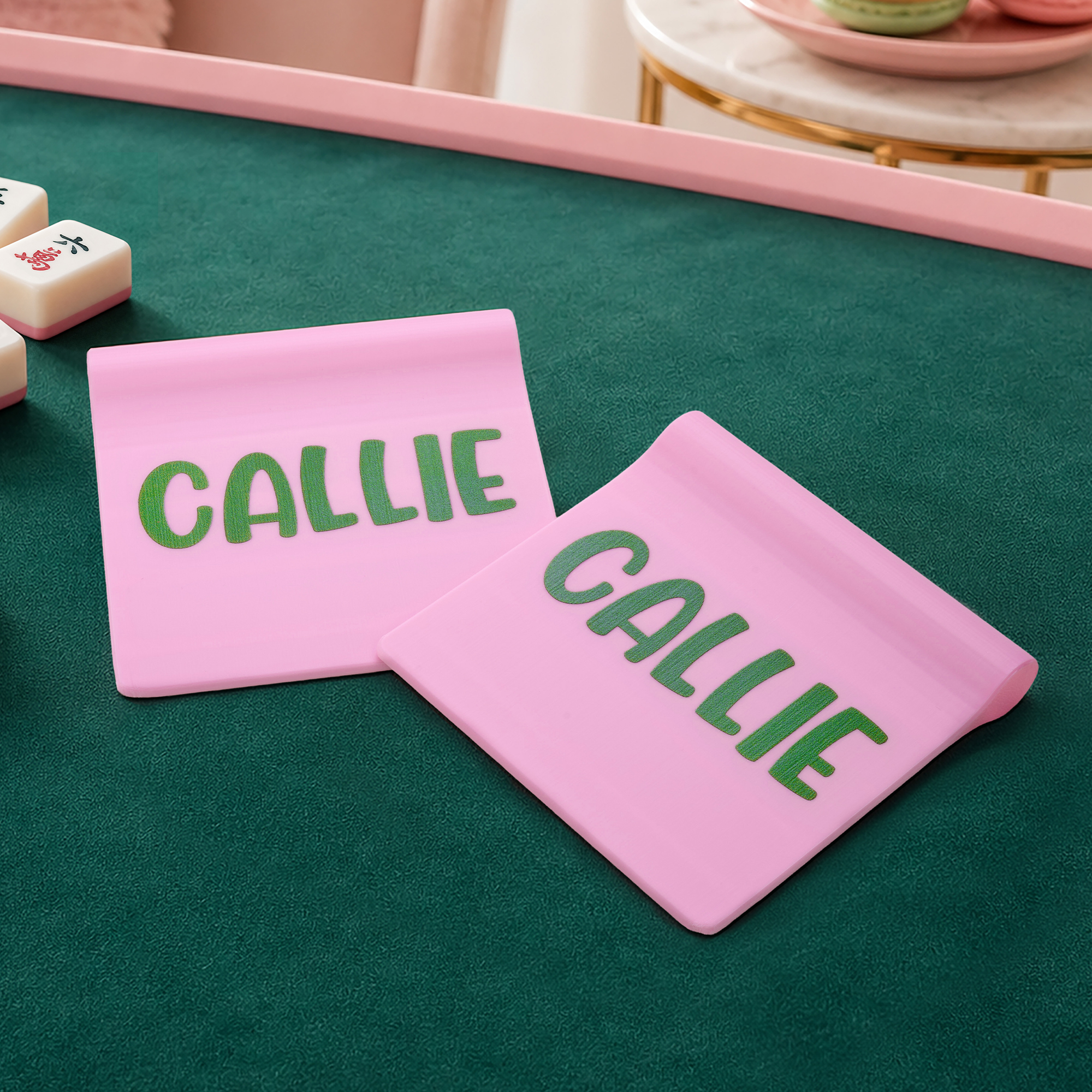 Individuell gestalteter, mehrfarbiger, 3D-gedruckter Mahjong-Stein-Mischer mit Namen und komfortablem Griff – ein Geschenk für Mahjong-Fans und -Spieler zum Mahjong-Spieleabend von A‑Pair